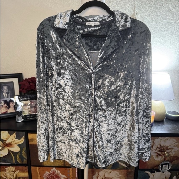 French Connection Velvet Pajama Set in Gray - Picture 2 of 10